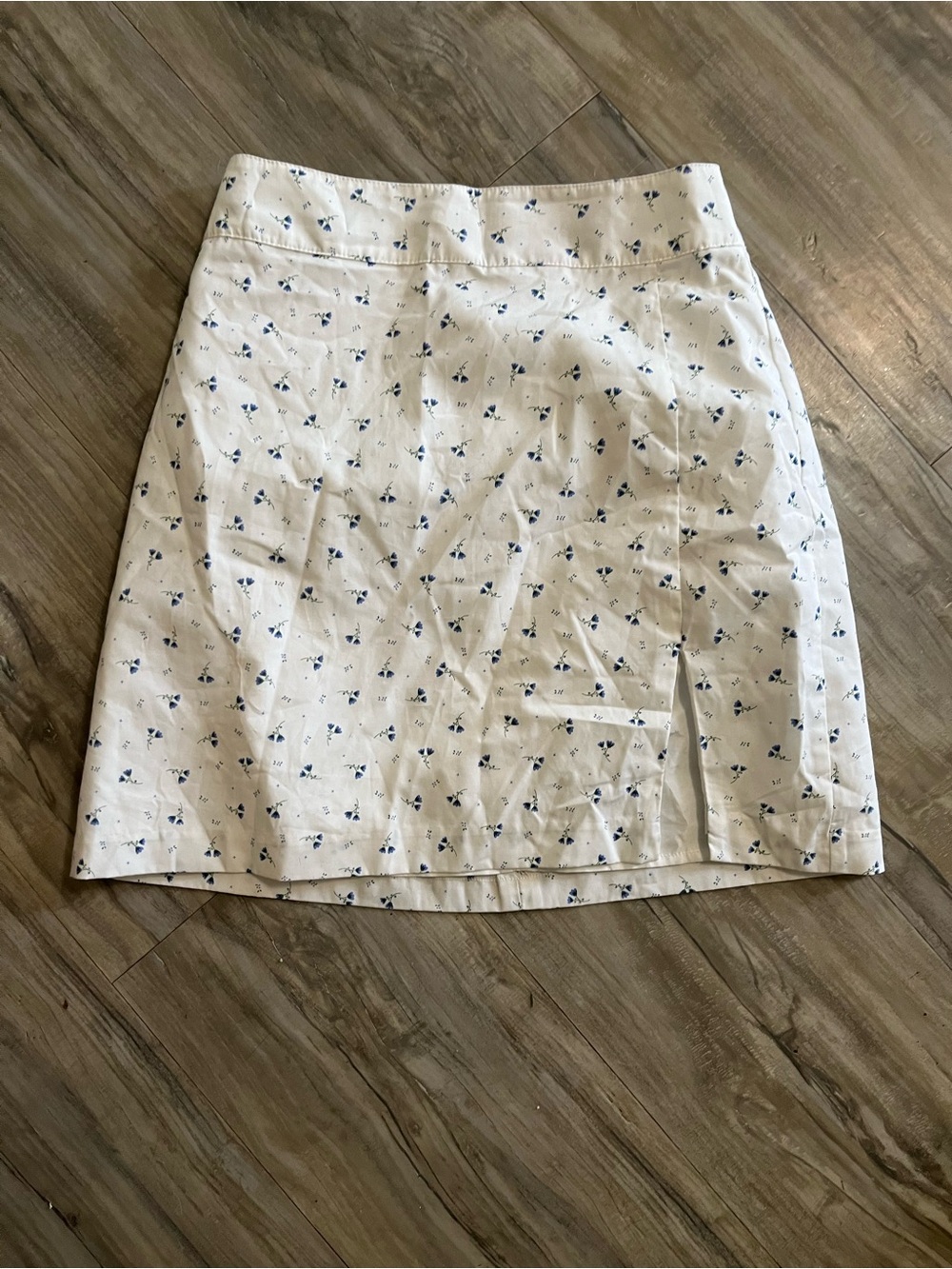 twik White Mini Skirt with Navy Floral Print